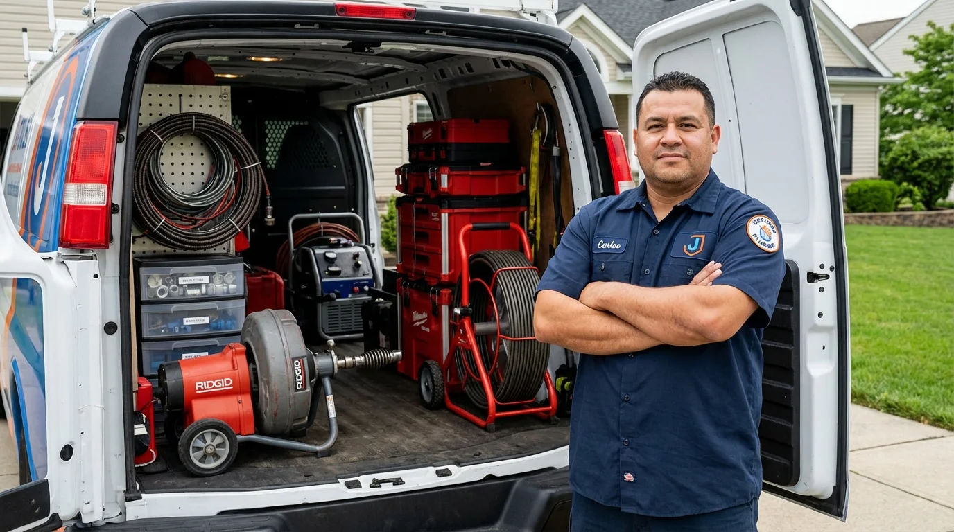 Professional drain cleaning equipment and Johns Plumbing LLC plumber in Hudsonville